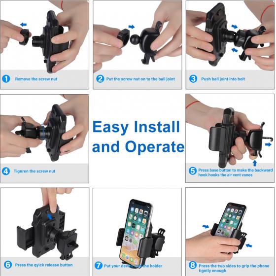Car Phone Mount, Universal Car Holder with Backward Hook Cell Phone Holder for Car 360° Rotation Car Mount Adjustable Car Vent Mount Compatible with 3.5